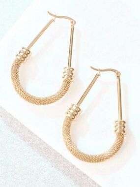 Gold Textured U-Hoop Earrings